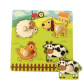Farm Hand-Grip Puzzle Board – Educational Shape Matching Toy for Early Learning, 14.5cm Square Design