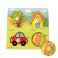 Tree of Items Hand-Grip Puzzle Board – Educational Shape Matching Toy for Early Learning, 14.5cm Square Design