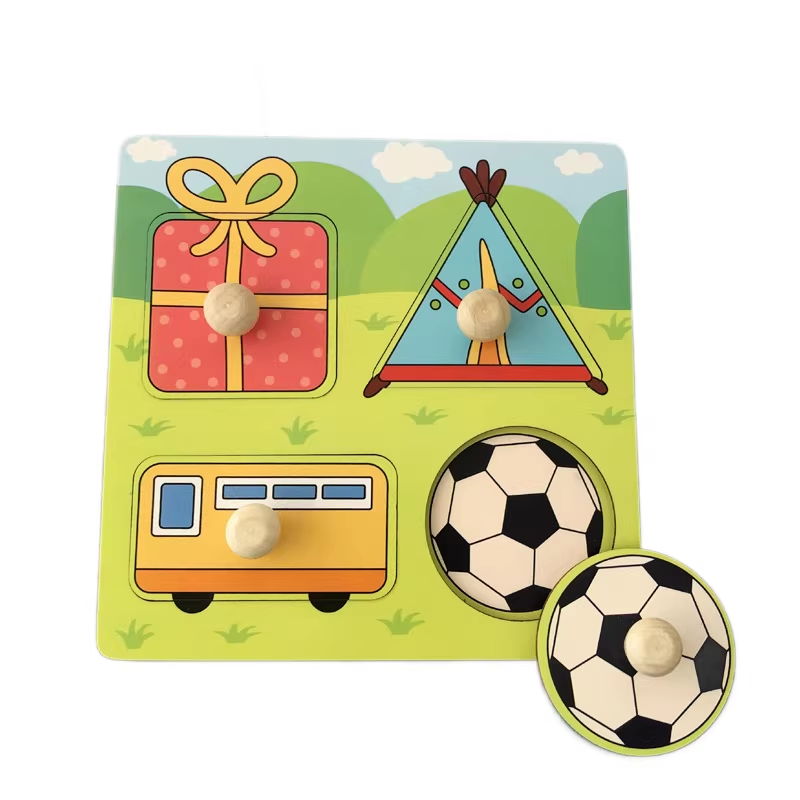 Gifts Hand-Grip Puzzle Board – Educational Shape Matching Toy for Early Learning, 14.5cm Square Design